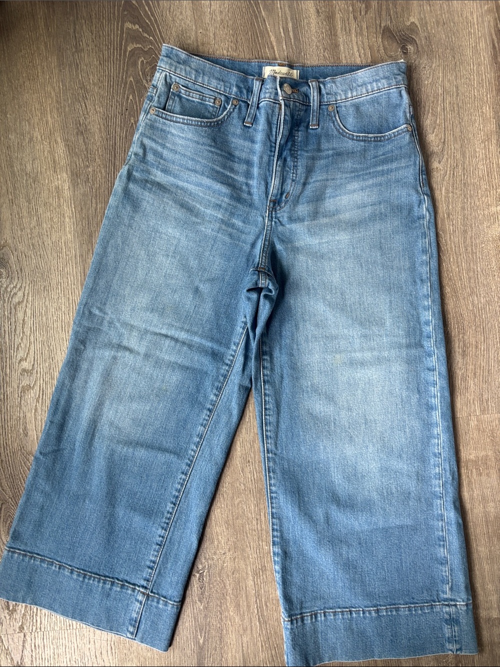 Madewell Wide Leg Crop Big Hem Medium Wash Classy High Rise Size 29 Size 8 - Picture 2 of 11